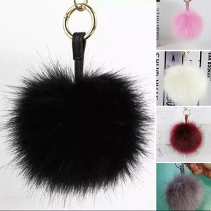 5.5” Faux Fur Pompom Keychain Handbag Charm